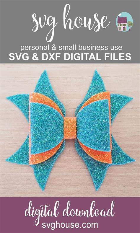 Bow Svg Template Double Ribbon Pdf Dxf Cut File For Cricut Etsy My