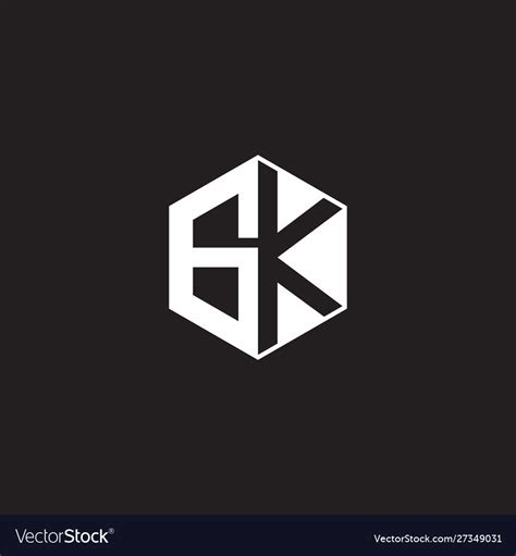 Gk Logo Monogram Hexagon With Black Background Vector Image