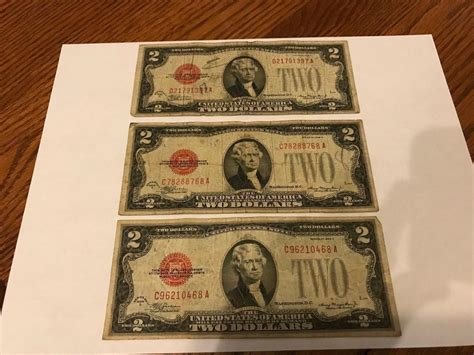 Set Of 3 1928d 2 Dollar Bill Old Us Note Legal Tender Paper Money