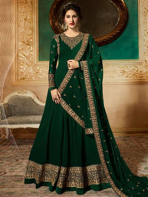 Buy Online Embroidered Semi Stitched Anarkali Suit From Suits And Dress Material For Women By Yoyo
