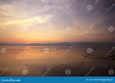 Twilight Before Sunset On The Lake Stock Photo Image Of Consumption