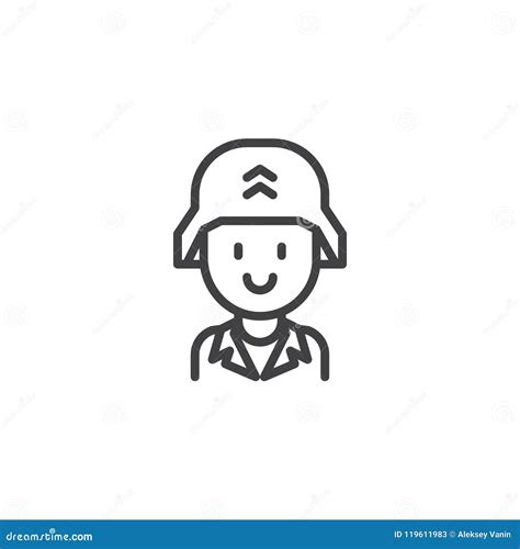 Soldier Portrait Outline Icon Stock Vector Illustration Of Military