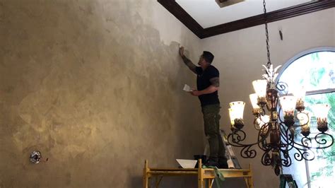 Venetian Plaster Coarse With Gold Wax Application Youtube