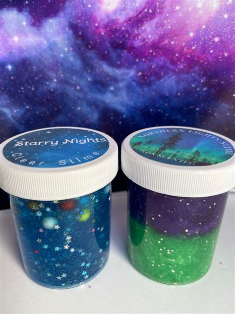 Galaxy Slime Clear Glitter Metallic Asmr Slime Wextras Etsy