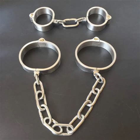 stainless steel bondage cuffs leg irons handcuffs ankle cuffs sex toys for couples bdsm torture