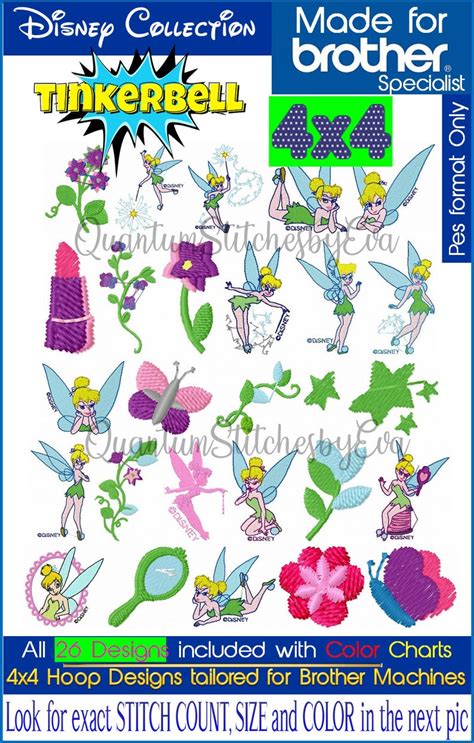 Tinkerbell Embroidery Designs For Brother Machines Etsy Embroidery