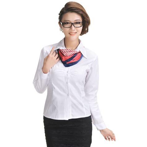 Cy001 Long Sleeve Slim Shirt Work Wear Women S White Shirt Ol Outfit Silk Scarf In Blouses