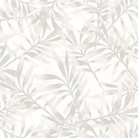 Tropical Leaf Branch Floral Green And White Wallpaper