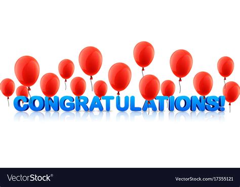Congratulations Banner With Red Balloons Vector Image