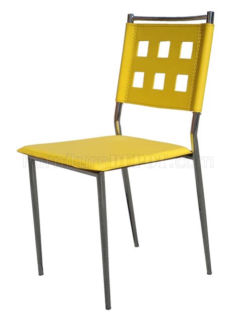 Choose from contactless same day delivery, drive up and more. Yellow Vinyl Set of 4 Modern Dining Chairs w/Chrome Frame