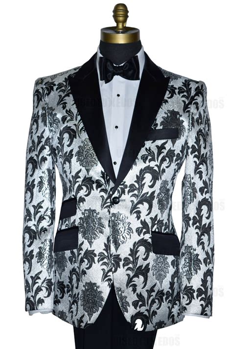 Silver Mens Tuxedo With Pattern