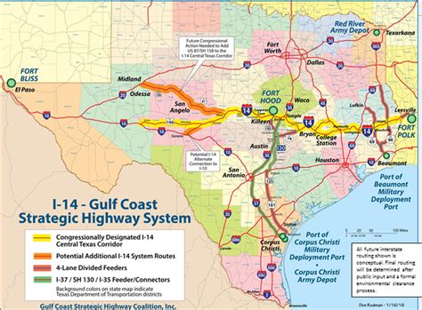 Map Of Proposed Interstate 14 Route