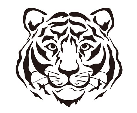 Vector Tiger Head Silhouette Illustration Isolated On A White