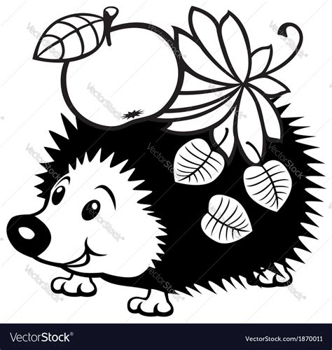 Cartoon Hedgehog Black White Royalty Free Vector Image