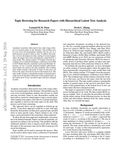 PDF Topic Browsing For Research Papers With Hierarchical Latent Tree