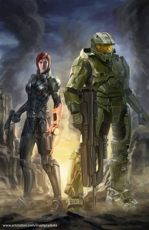 Master Chief Halo And Commander Shepard Mass Effect Vs Exterminators
