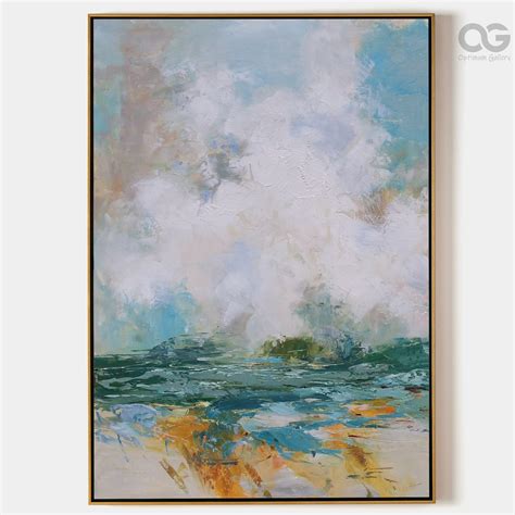 Extra Large Abstract Beach Painting On Canvas Abstract Etsy