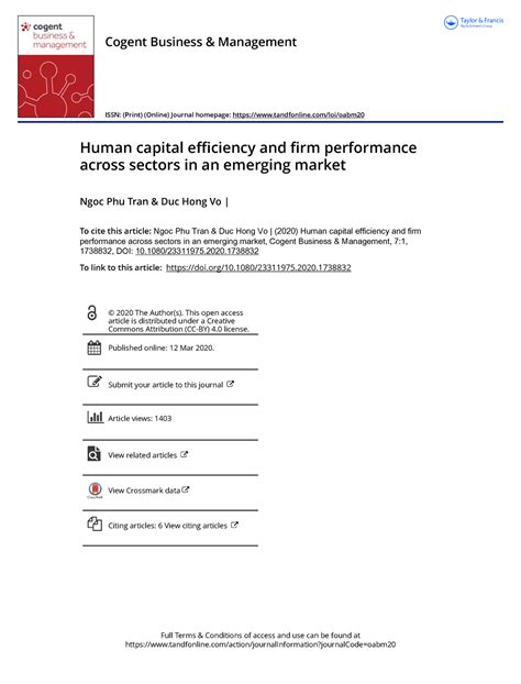 Human Capital Efficiency And Firm Performance Across Sectors In An