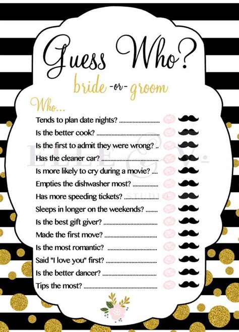 Guess Who Bride Or Groom Bridal Shower Game Etsy Fun Bridal Shower