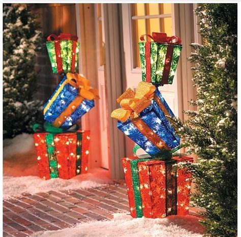 Christmas Outdoor Decoration 2 Lighted Outside Pre Lit Yard Stacked Gi