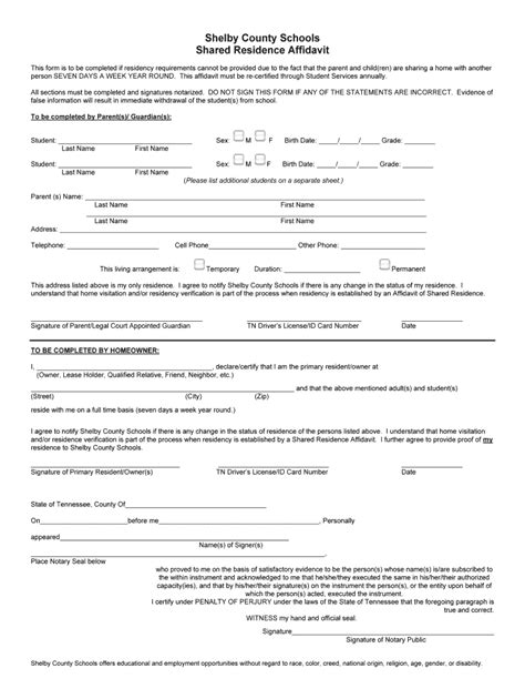 Shared Residence Affidavit Fill Out And Sign Online Dochub