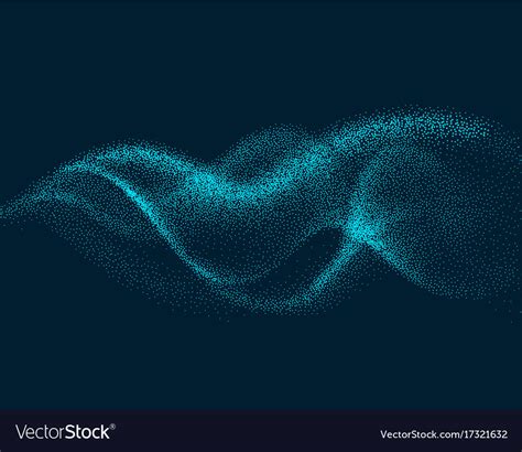 Digital Flow Wave With Particles In Motion Vector Image