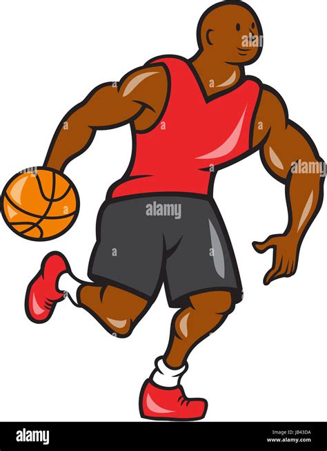 Illustration Of A Basketball Player Dribbling Ball On Isolated White