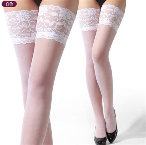 solid pantyhose sheer lace stay up thigh high over silk knee stockings ladies lingerie