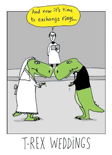 Funny Card T Rex Tyrannosaurus Rex Wedding Cartoon Funny Marriage