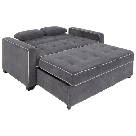 Grey Queen Pull Out Sleeper Sofa With Usb Port Jeromes Furniture In