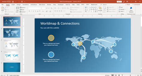 World Map And Connections Powerpoint Template Slidemodel