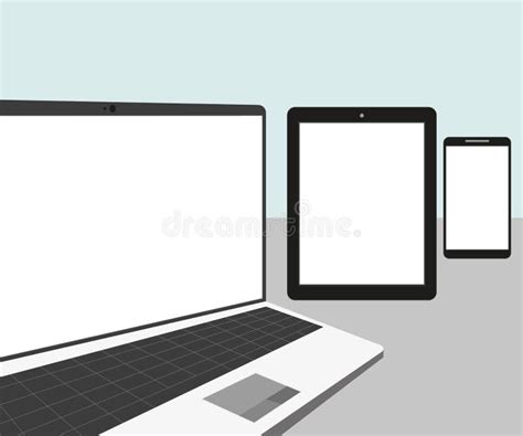 Laptop Tablet Pc And Smartphone With Cloud Sync Stock Vector