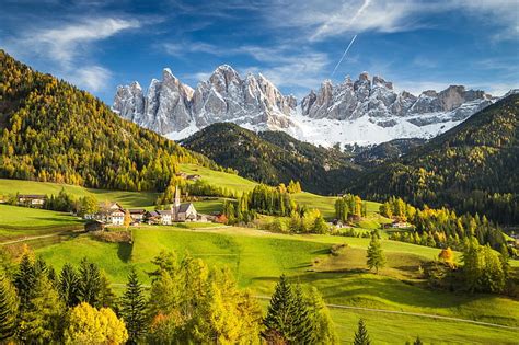 Hd Wallpaper Alps Italy Clouds Forest Mountains Valley Village