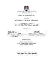 Famous Contemporary Leadership Datuk Sri Zukri Samat Docx UNIVERSITI TEKNOLOGI MARA JOHOR UiTM
