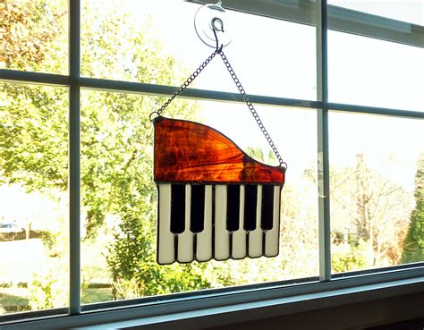 Stained Glass Piano Suncatcher Piano Keys Music Lover Gift Etsy