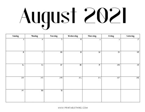 Looking for yearly 2021 calendars, instead? August 2021 Calendar PDF, August 2021 Calendar Image ...