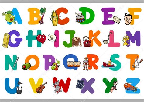 Pedagogisk Tecknad Alfabetet För Barn — Stock Vektor © Izakowski 91066880