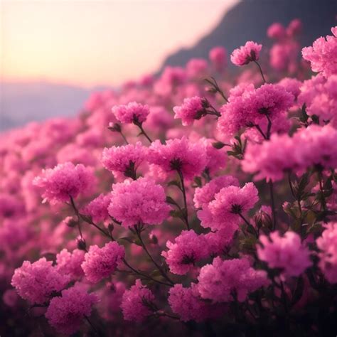 Premium Ai Image Pink Flowers Foreground