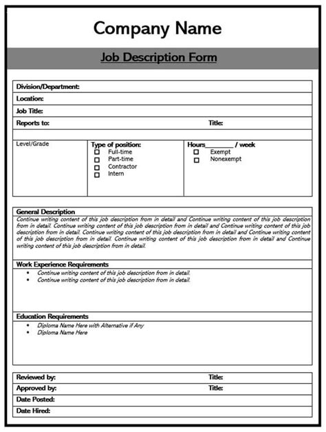 26 Free Job Description Templates Guide With Examples