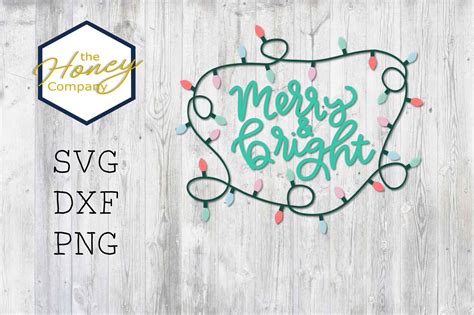 Merry And Bright Christmas Lights Svg Png Dxf Holiday Cheer 807710