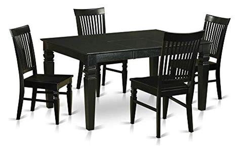 Rated 4.5 out of 5 stars. 5-Pc Rectangular Dining Table Set in Black Finish | Solid ...
