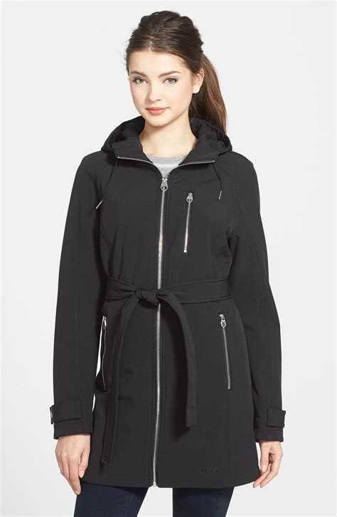 Calvin Klein Belted Hooded Soft Shell Coat Nordstrom