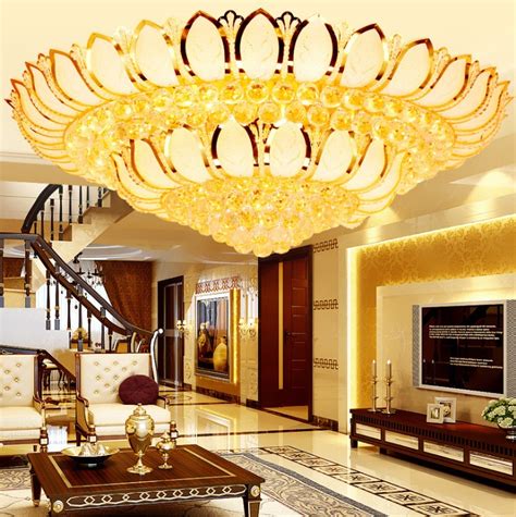 Basically, flush mount kitchen lighting refers to kitchen lighting model that uses puts not too far from a ceiling. Modern Simple LED Flush Mounted Gold Lotus Crystal Ceiling ...