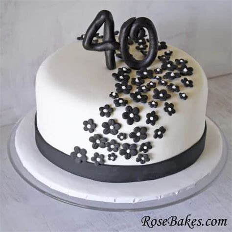 Black & White 40th Birthday Cake