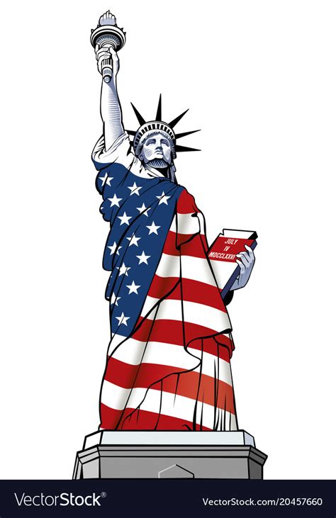 Statue Liberty Usa Flag Nyc Royalty Free Vector Image