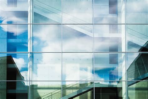 Hd Wallpaper Sky And Clouds Reflected On Glass Panels Architecture