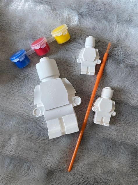 Paint Your Own Lego Man Brick Man Set Kids Craft Party Etsy