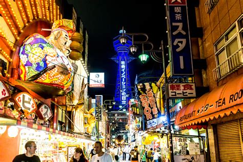 Malam Distrik Wisata Osaka Jepang Pada September 2017 Jalan