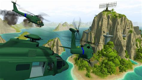 X Helicopter Gunships Invade Island Fortress Defense Ravenfield