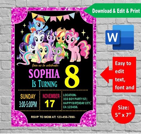 My Little Pony Birthday Party Invitation Printable